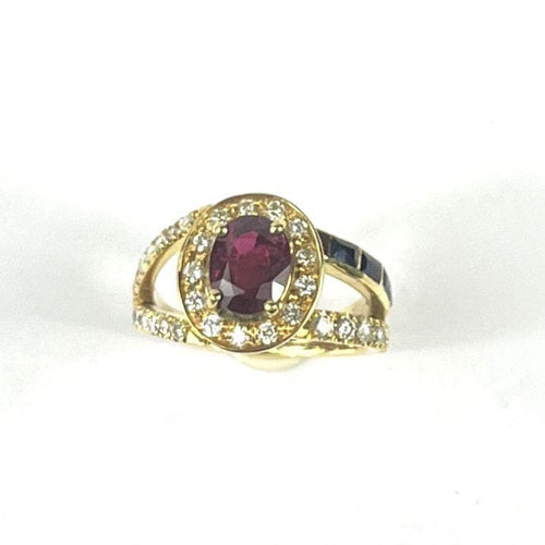 Bague Bague Or avec Rubis 2.13ct , Diamants et Saphir 58 Facettes 20400000784