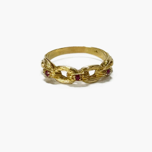 Bague 53 Bague chaine en or jaune et rubis 58 Facettes REF24021-185