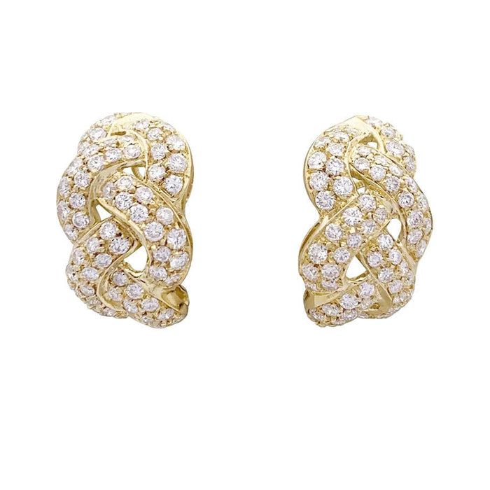 Boucles d'oreilles Boucles d'oreilles, "Tresse" or jaune, diamants. 58 Facettes 33736