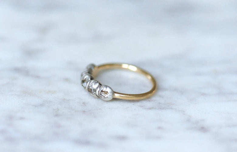 Bague 59 Bague jarretière diamants taillés en table 58 Facettes