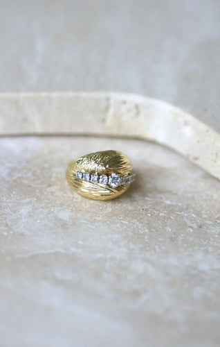 Bague Bague Boule Diamants sur Or jaune années 60 58 Facettes