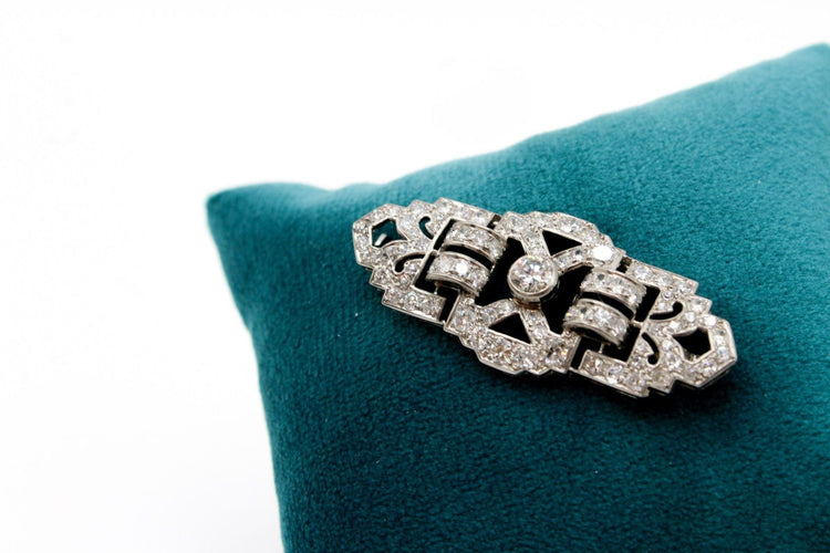 Broche Broche Art Déco or, platine, diamants 58 Facettes 240221