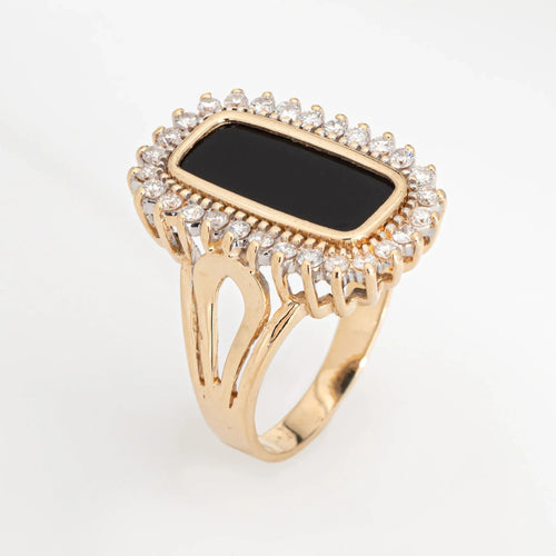 Bracelet Bague Diamant Onyx Vintage Or Jaune 58 Facettes