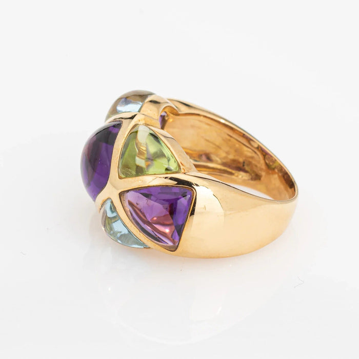 Bague 46 Amethyst and Peridot Ring Harlequin Band Estate Yellow Gold 58 Facettes G13159