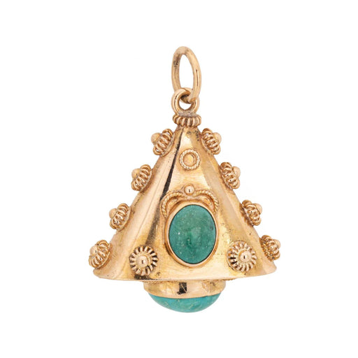 60s Yellow Gold Turquoise Charm Triangle Pendant 58 Facettes G13154
