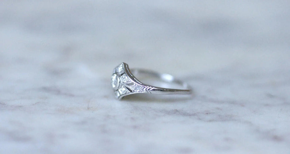Bague 55.5 Bague Art Déco Platine Diamants 58 Facettes