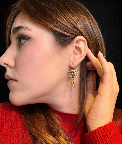 Boucles d'oreilles Boucles d'oreilles dalmates ornées de perles naturelles, XIXe siècle 58 Facettes