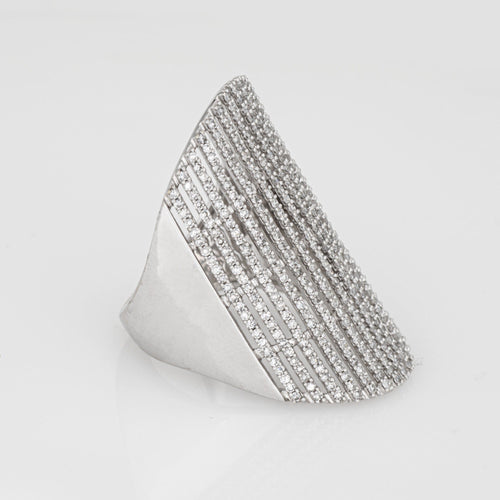 Bague 55 Bague extra large en or blanc sertie de diamants de 2,80 carats 58 Facettes G14177