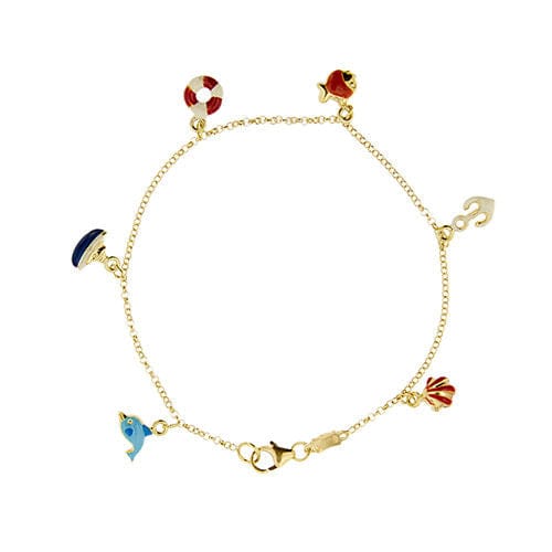 Bracelet Bracelet or jaune avec breloques en émail 58 Facettes 34594