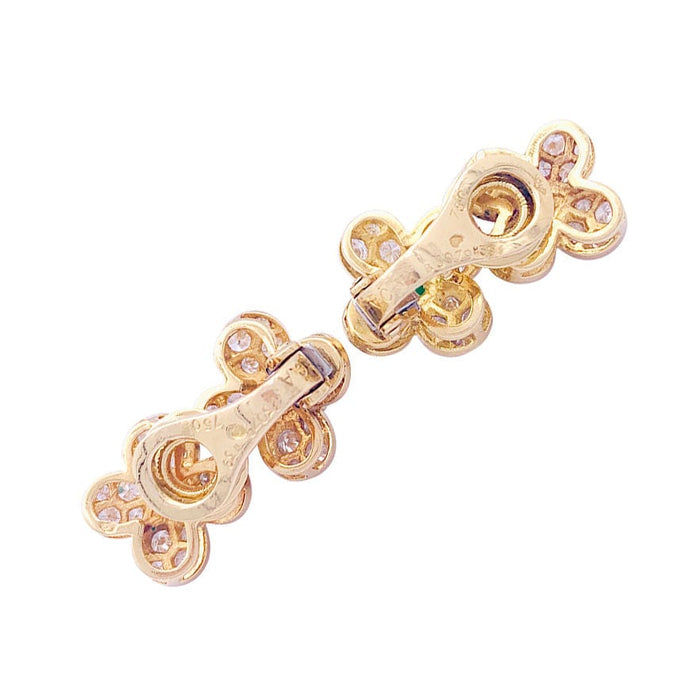 Boucles d'oreilles Clips Van Cleef & Arpels, "Fleurette", en or jaune, diamants et émeraudes. 58 Facettes 33748