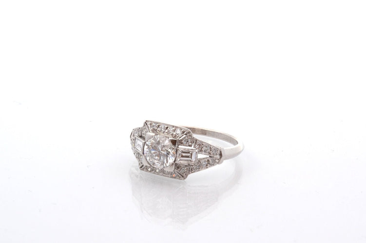 Bague 53 Bague art déco diamant de 0,85ct E/P1 58 Facettes 27448-27129