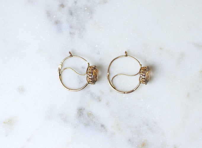 Boucles d'oreilles Boucles d'Oreilles Poissardes Rondes Améthystes sur Or Rose 58 Facettes