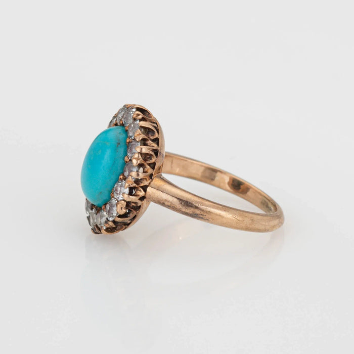 Bague 42 Bague Victorienne Ancienne Turquoise et Diamant 58 Facettes G13554