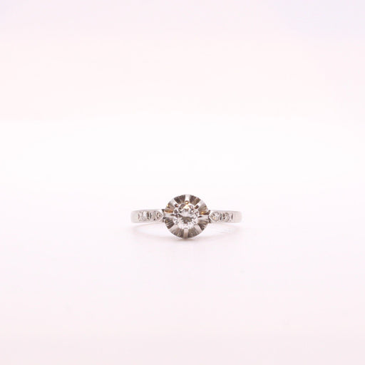 Ring 53 Old Diamond Solitaire Ring in white gold 58 Facettes