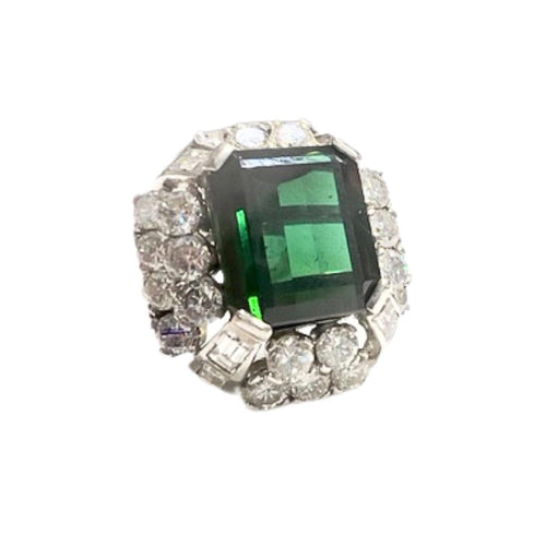 Bague 54 Bague en or avec diamants et tourmaline verte 58 Facettes Q107B (946)