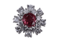 Bague 52 White gold ruby diamond Flower ring 58 Facettes BA 47