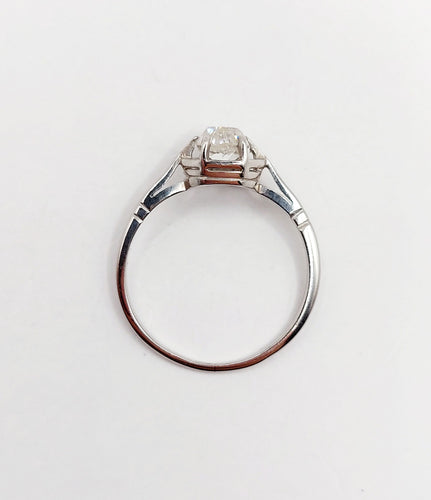 Bague 49 Bague solitaire art deco Platine diamant taille ancienne coussin 0.60 carat (circa 1920) 58 Facettes A06196