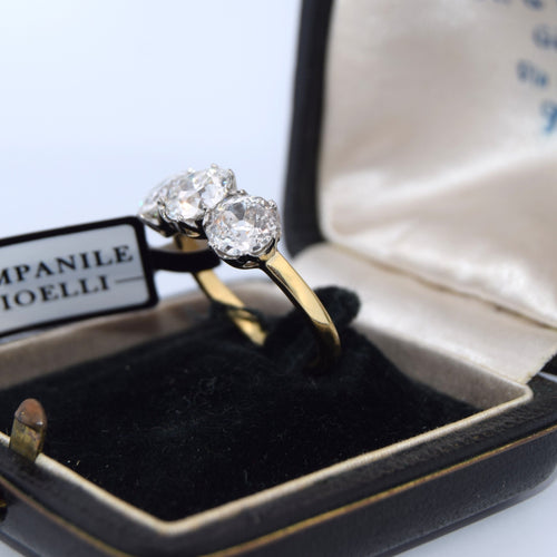 Bague 56 Bague ancienne en platine et or jaune 18 carats sertie de diamants anciens 58 Facettes