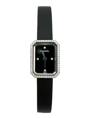 Montre CHANEL. Collection "Première Ruban", montre acier et diamants (full set) 58 Facettes