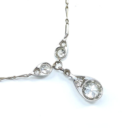 Collier Collier pendentif en or blanc 18 carats et diamants, vers 1910/1920 58 Facettes AB326