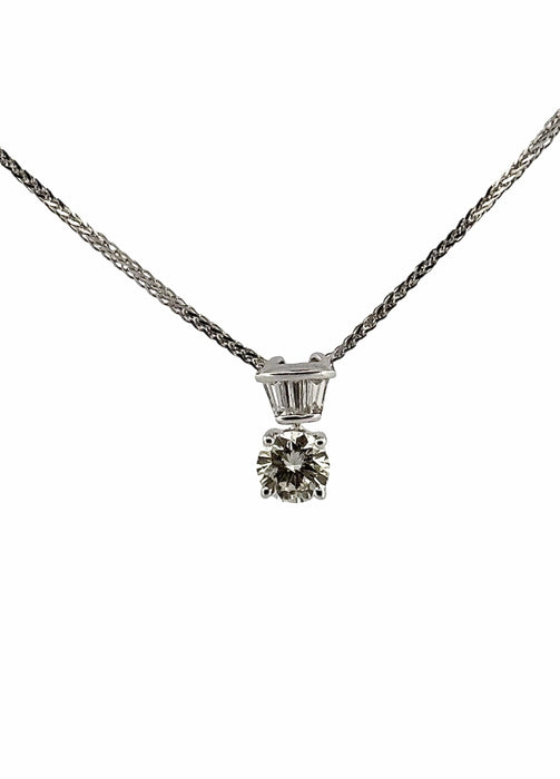 Collier or blanc solitaire diamant 0,52 carat