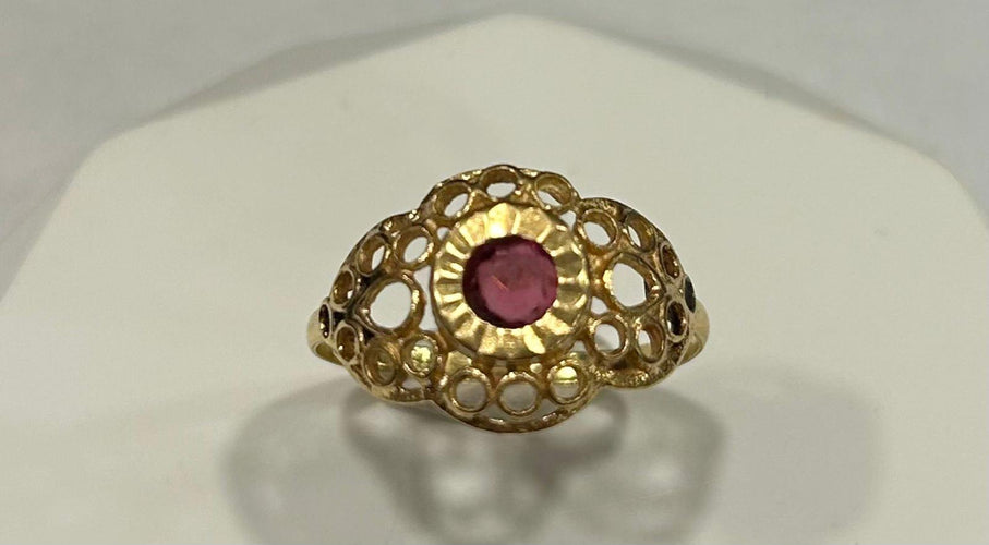 Bague 57 Bague or jaune grenat 58 Facettes LP547/4