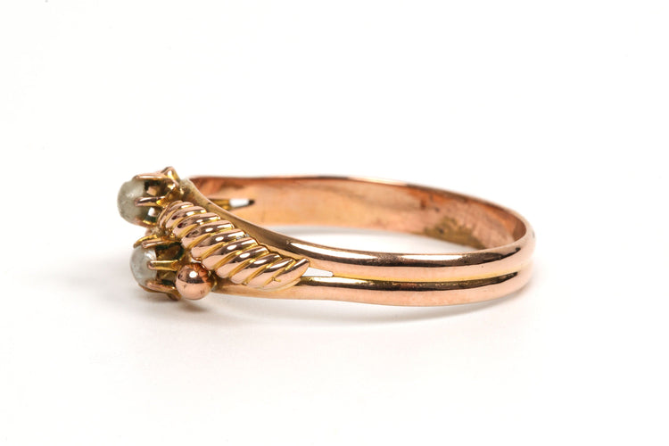 Bague 61 Bague Art Déco or jaune et perles 58 Facettes B468