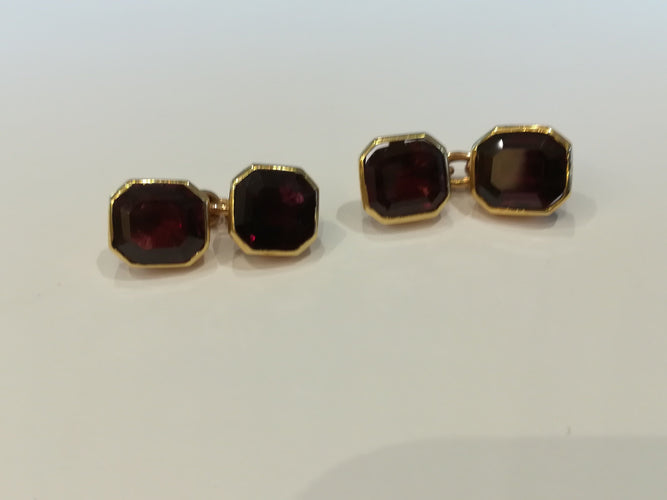 Boutons de manchette Boutons de Manchette Or Jaune Grenats 58 Facettes