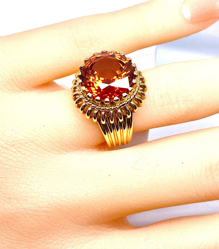 Bague 51.5 Bague en or jaune 18 carats et citrine Madère 58 Facettes AB496