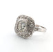 Bague 54 Bague en or blanc, important diamant central et diamants latéraux 58 Facettes