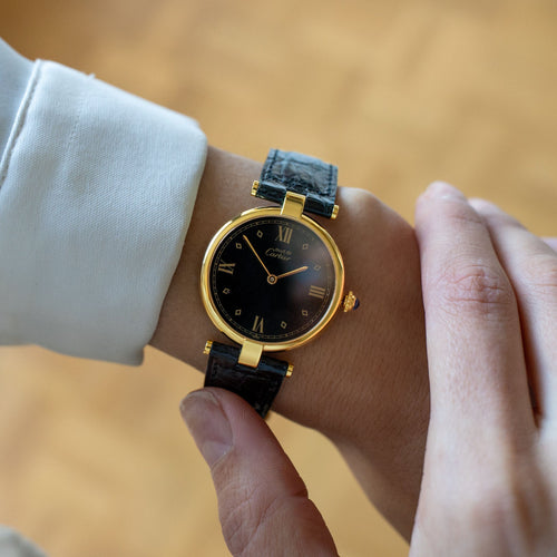 CARTIER - Must Vendôme - Black buckley dial - LM 58 Facettes