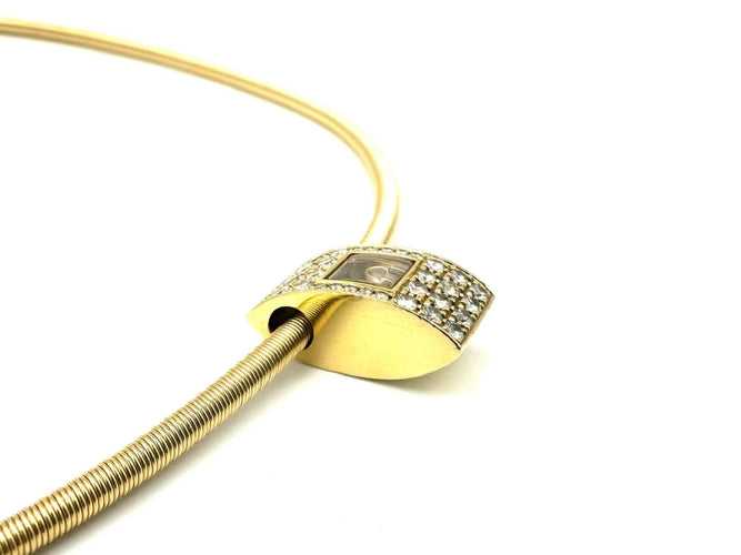 Collier CHOPARD. Collection "Happy Diamonds", collier or jaune 18K et diamants 58 Facettes