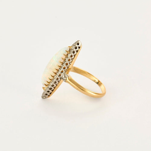 Bague 53 Bague Marquise or jaune et gris, opale et diamants 58 Facettes 250021