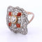 Bague 57 Bague en platine et or jaune avec corail et diamants 58 Facettes