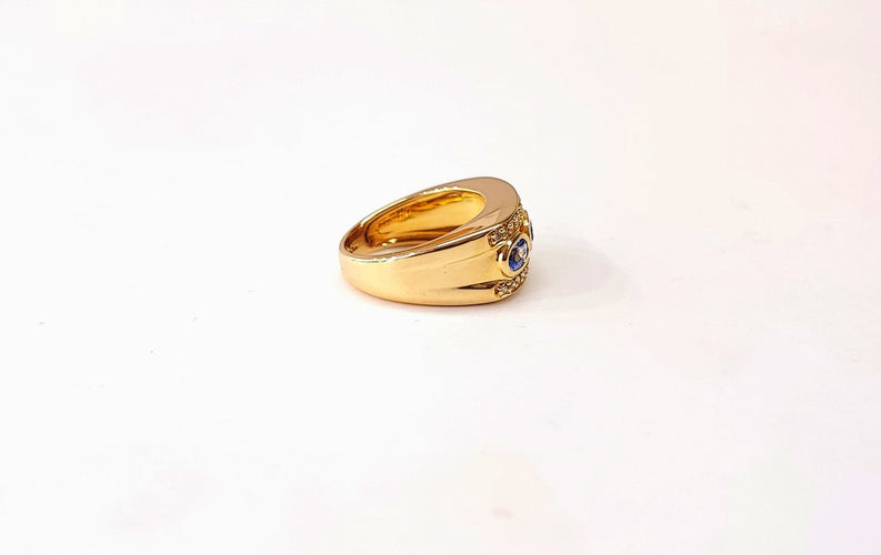 Bague 52 Bague or jaune, saphir et diamant 58 Facettes BAG.3SAPH-1508