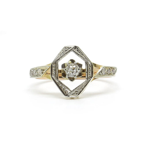 Bague Bague Octogonale, Or et Diamants 58 Facettes