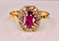 Bague 55 Bague or jaune rubis et diamants 58 Facettes AB335