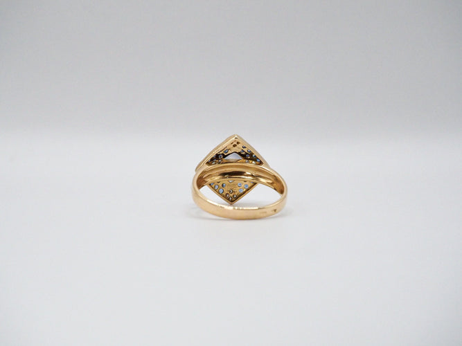 Bague 58 Bague or jaune quartz saphirs et diamants 58 Facettes 5081