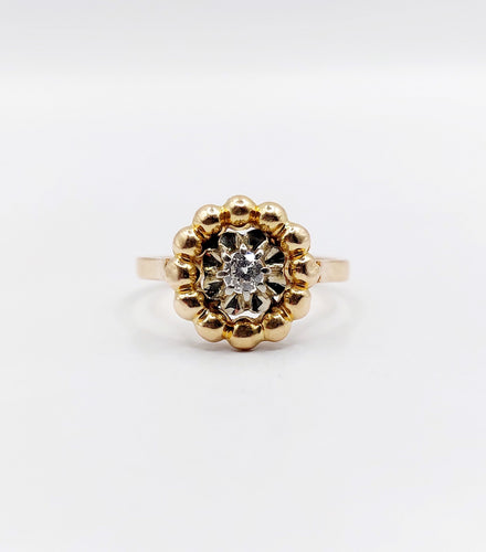 Bague 50.5 Bague fleur Art Déco or rose et diamant 58 Facettes A06258