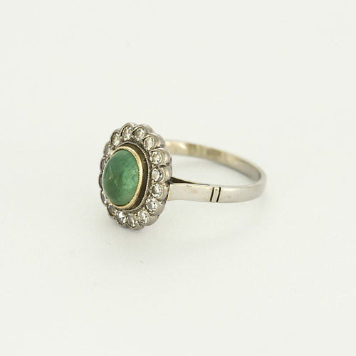 Bague  en or blanc, or jaune, émeraude et diamants