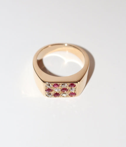 Bague 56 Bague Chevalière Rubis Diamants 58 Facettes 541