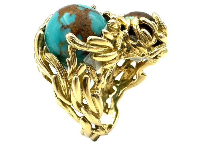 Bague 53 GILBERT ALBERT. Collection "Multi-billes", bague toi et moi or jaune 18K 58 Facettes