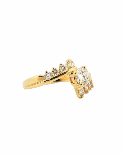 Bague 54 Bague croisée en or jaune 18 carats et diamants 58 Facettes