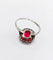 Bague Art Déco or blanc, rubis synthétique et diamants taille rose (circa 1930)