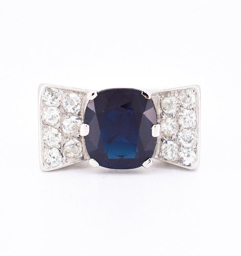 Bague 56 Bague Tank Art Déco Or, Saphir et Diamants 58 Facettes 365