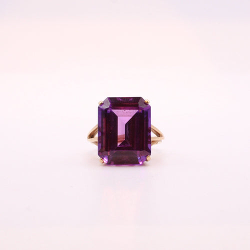 Bague 56 Bague cocktail pierre violette triple anneau sur or jaune 58 Facettes