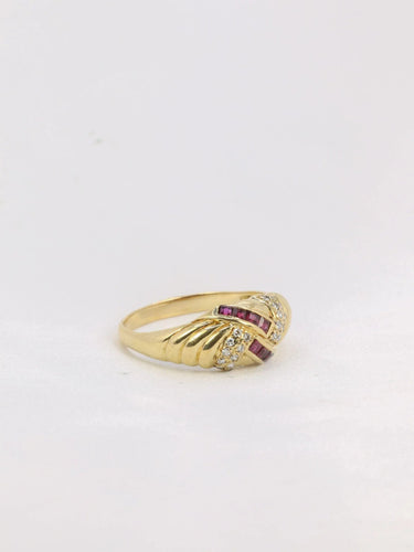 Bague 57 Bague jonc vintage or diamants rubis calibrés 58 Facettes J196