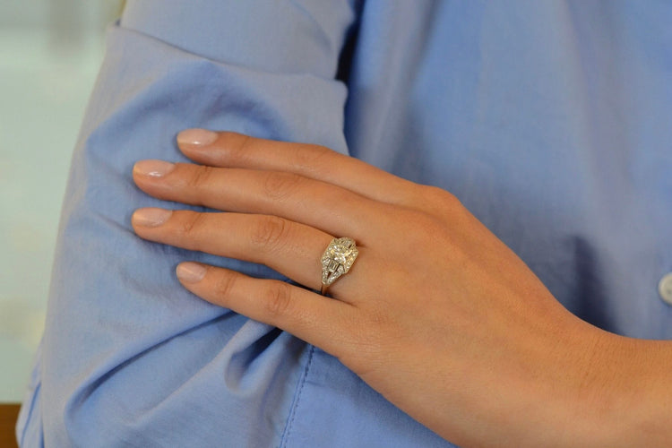 Bague art déco diamant de 0,85ct E/P1 58 Facettes 27448-27129