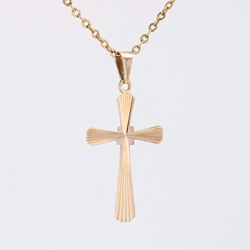 Pendentif Croix en or rose strié 58 Facettes CVP131