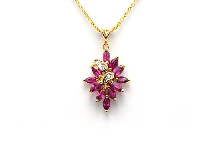 Pendentif Pendentif contemporain or jaune, rubis et diamants (+-0.042ct) 58 Facettes B739